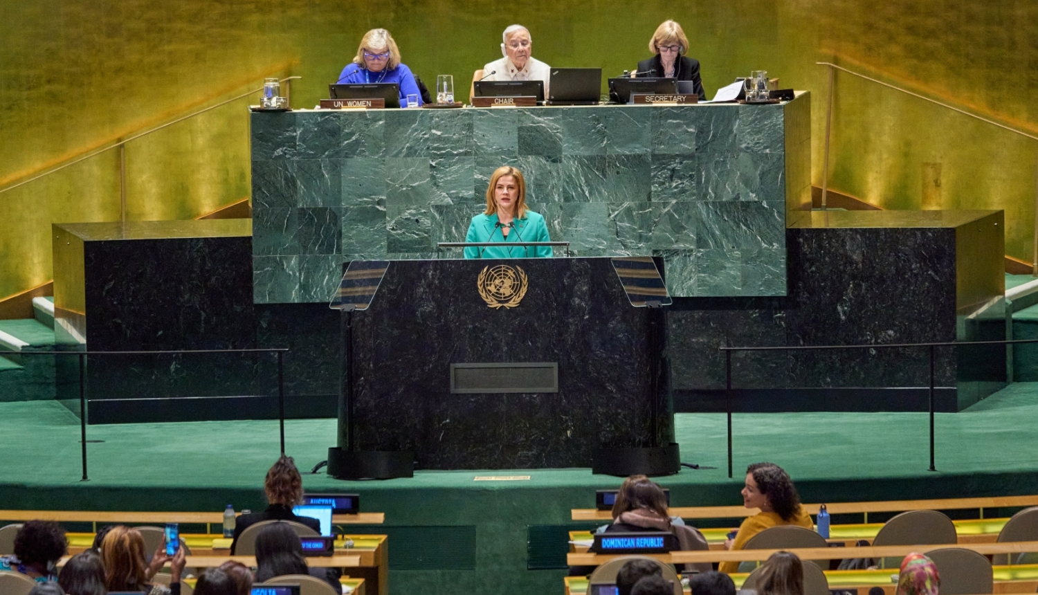 Ministru Prezidente Evika Siliņa uzrunā ANO Ģenerālo asambleju