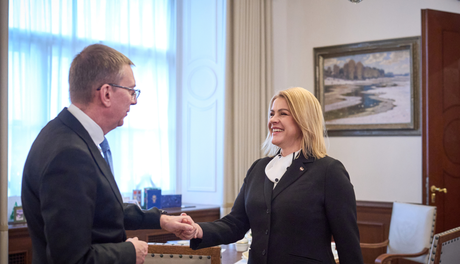 Ministru prezidente Evika Siliņa un valsts prezidents Edgars Rinkēvičs