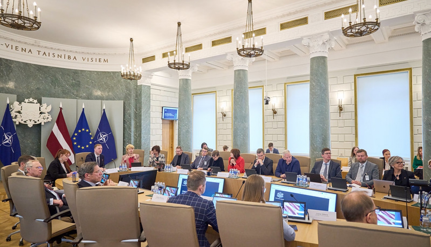 Latvijas Pētniecības un inovācijas stratēģiskās padomes sēde Ministru kabineta Zaļajā zālē. 